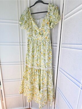 Japna NWOT Yellow and Green Floral Maxi Dress
